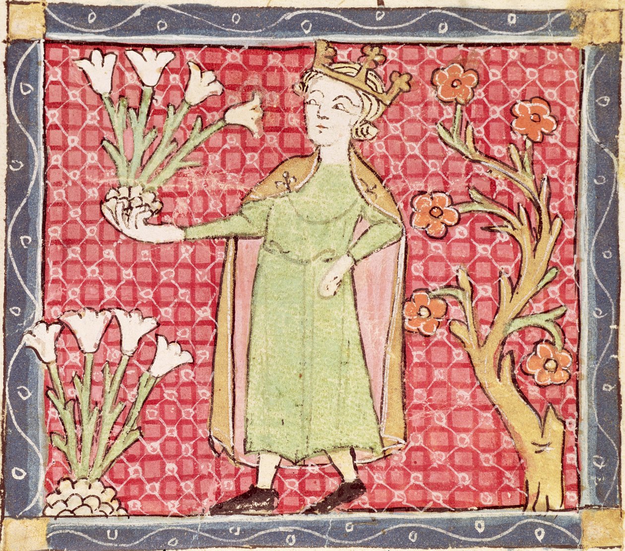 Fol.58v kwiecień: Zbieranie kwiatów autorstwa Matfre Ermengaut