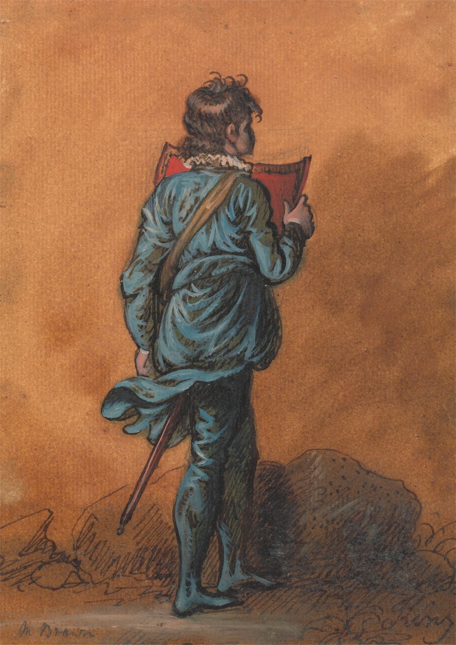 Page Boy w kolorze niebieskim z czerwoną tarczą autorstwa Mather Brown