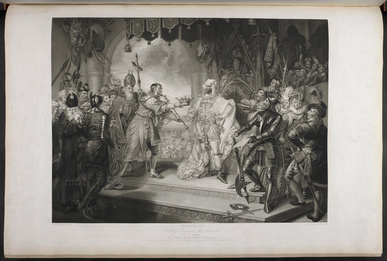 Król Ryszard II. Akt IV. Scena I.King Richard, Bolingbroke, York, Aumerle itp. W gmachu parlamentu, ok. 1803 (ryc.) autorstwa Mather Brown