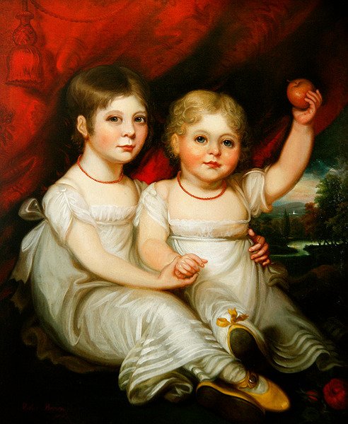 Portret dwóch młodych dziewczyn (olej na płótnie) autorstwa Mather Brown