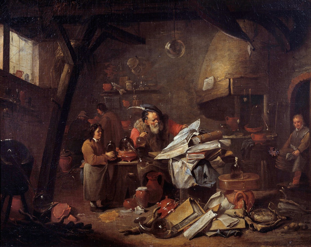 Wnętrze laboratorium alchemika Obraz Matheusa van Helmonta (1623-1679) XVII-wieczne Montpellier musee Fabre autorstwa Matheus van Helmont