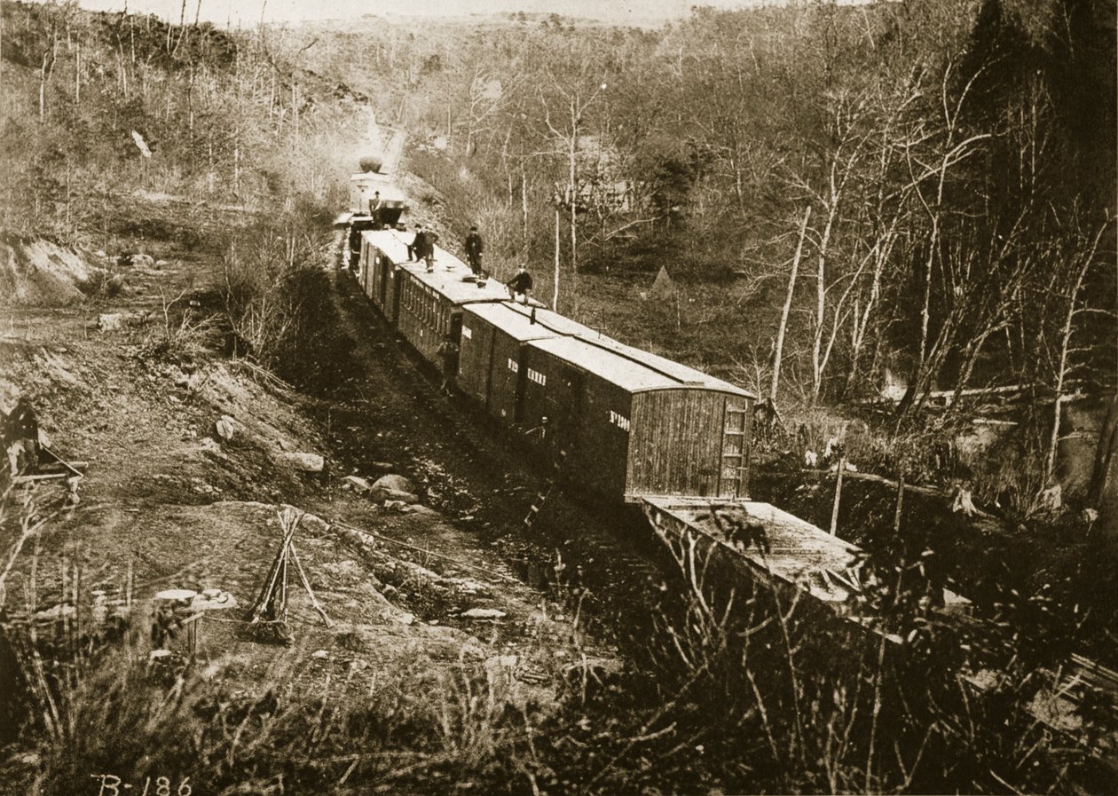 Pociąg z zaopatrzeniem wojskowym, Wirginia, 1861-65 autorstwa Mathew B. Brady