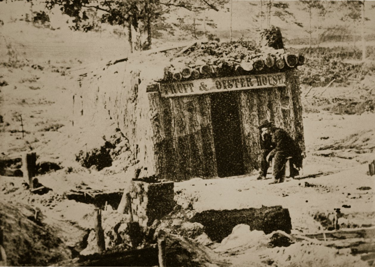 Restauracja odporna na bomby na linii petersburskiej, 1861-65 autorstwa Mathew B. Brady