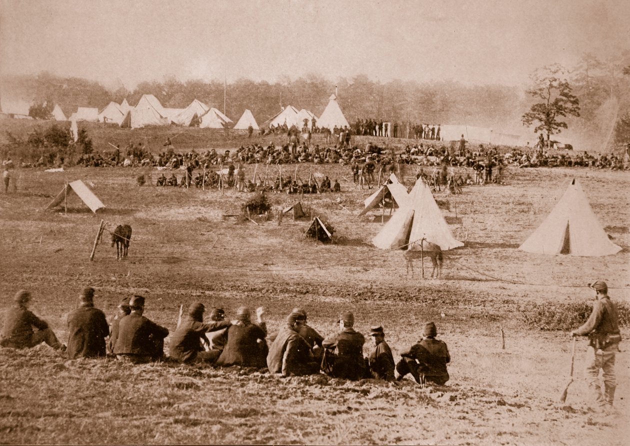 Obóz jeńców konfederackich, 1861-65 autorstwa Mathew B. Brady