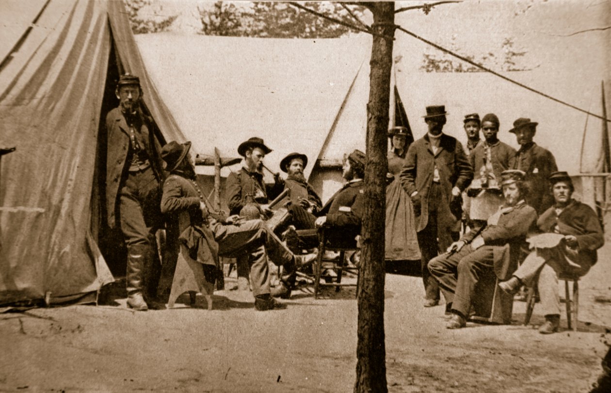 Obóz kapitana Wileya, kwatermistrz na stacji Stonington, 1861-65 autorstwa Mathew B. Brady
