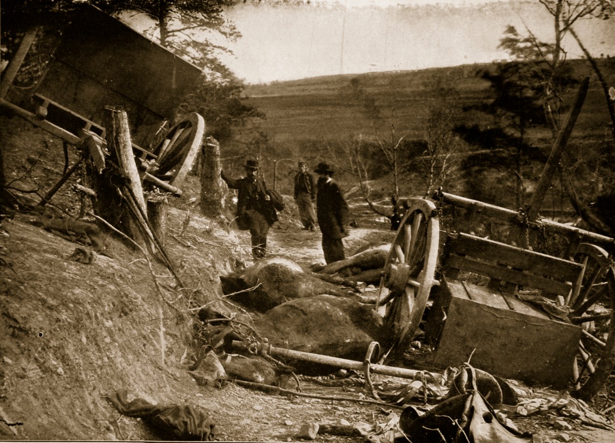 Efekt eksplozji 32-funtowego pocisku z artylerii Massachusetts, 1861-65 autorstwa Mathew B. Brady
