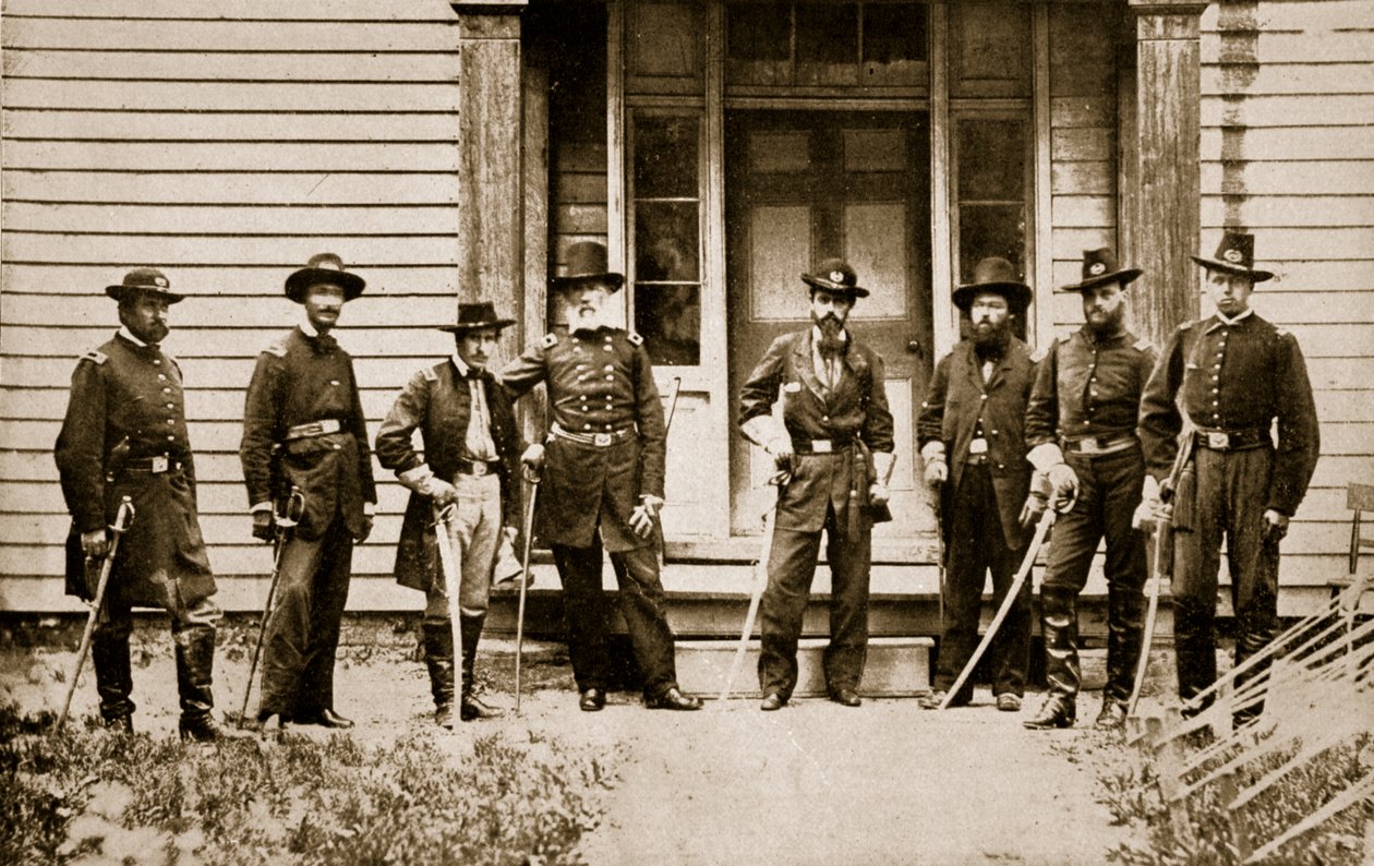 Generał E. V. Sumner i sztab, 1861-65 autorstwa Mathew B. Brady