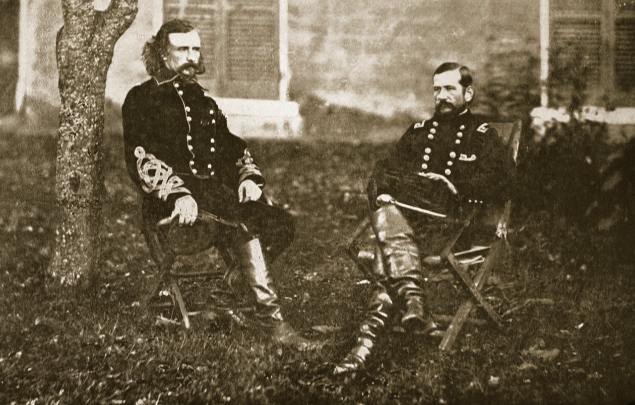 Generał George A. Custer i generał Alfred Pleasonton, 1861-65 autorstwa Mathew B. Brady