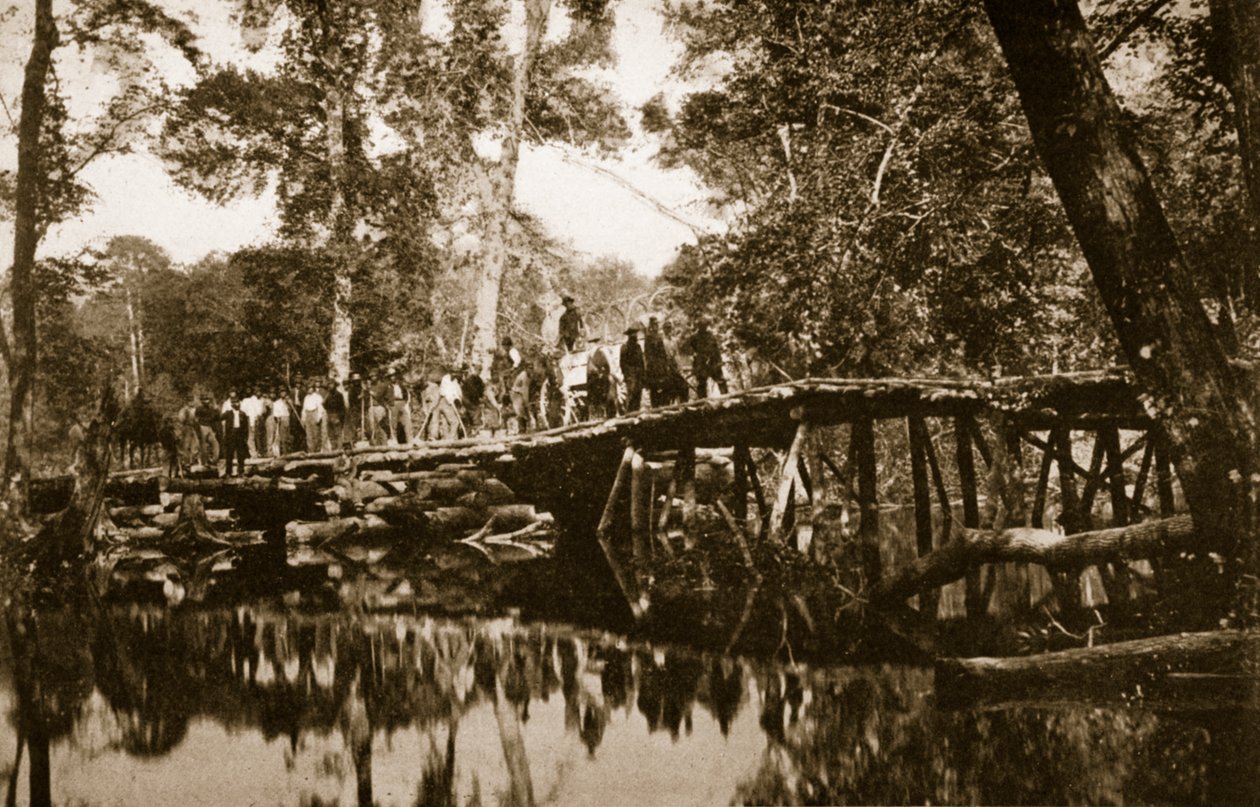Grapevine most nad rzeką Chickahominy, 1861-65 autorstwa Mathew B. Brady