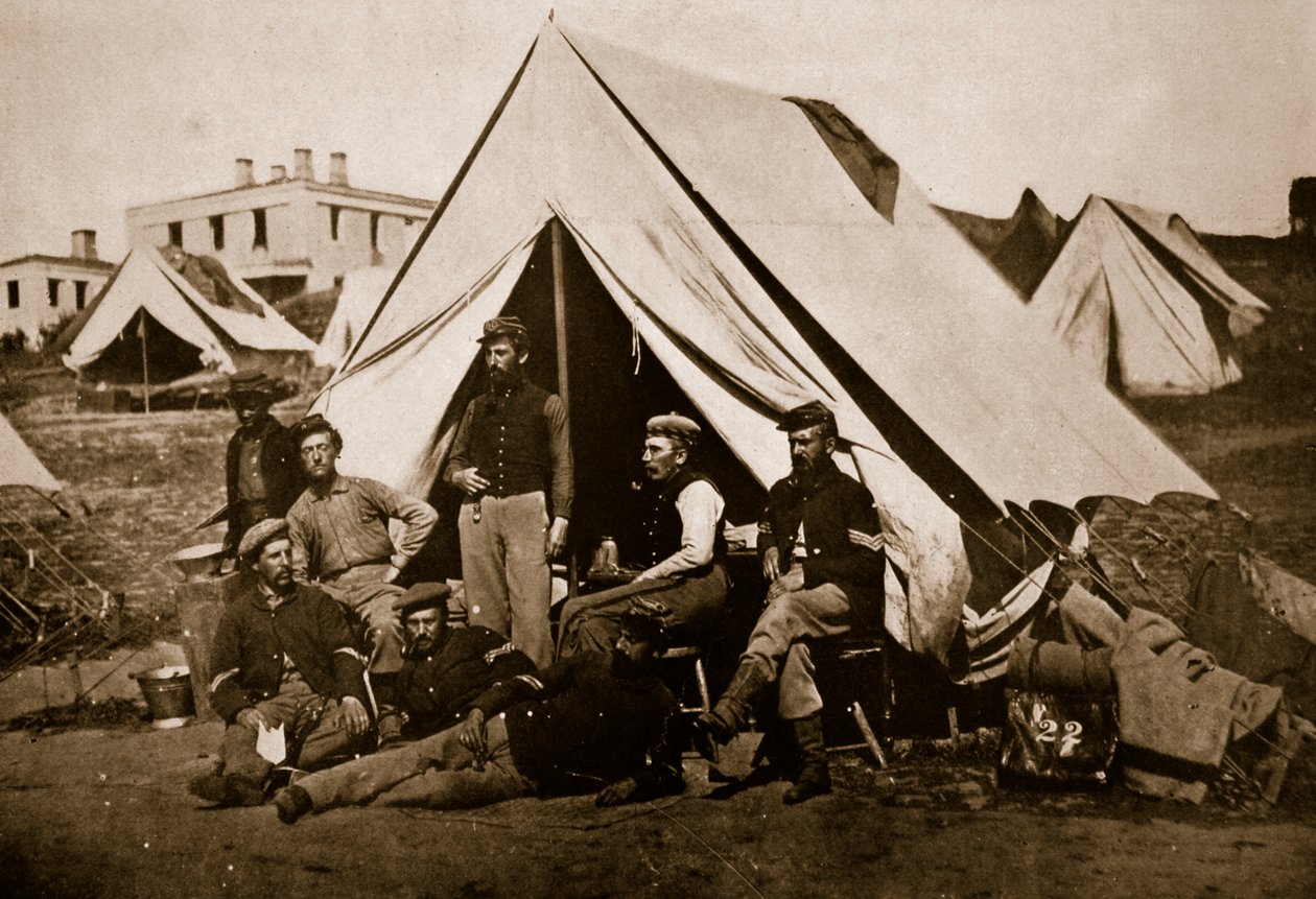 Grupa 22. ochotników nowojorskich, 1861-65 (zdjęcie w sepii) autorstwa Mathew B. Brady
