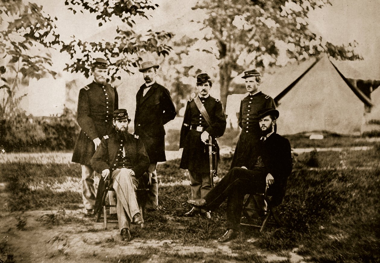 Grupa nieznanych oficerów federalnych, 1861-65 autorstwa Mathew B. Brady