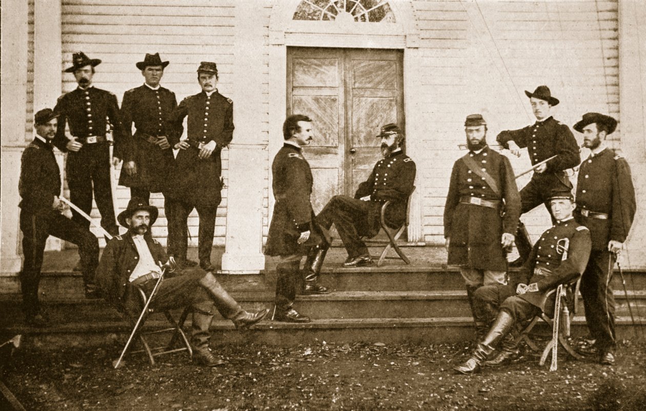 Generał dywizji George G. Meade i jego sztab, 1861-65 autorstwa Mathew B. Brady