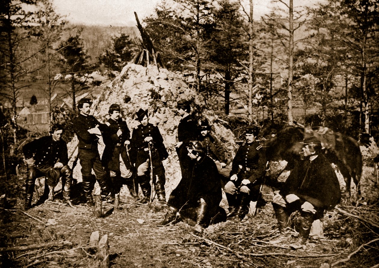 Oficerowie 164. i 170. ochotników nowojorskich, 1861-65 autorstwa Mathew B. Brady