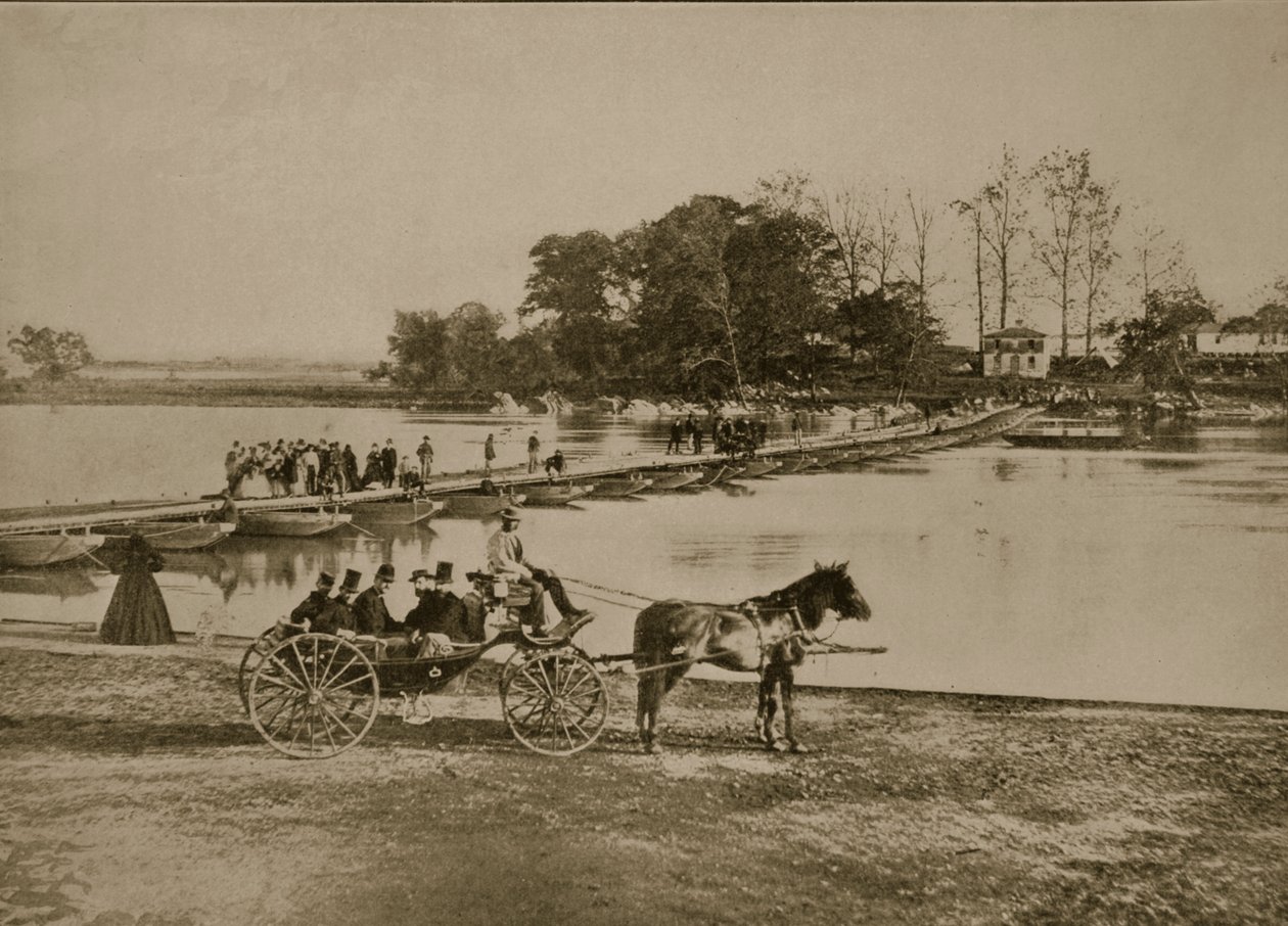 Most Pontonowy między Georgetown a wyspą Anaconda, 1861-65 autorstwa Mathew B. Brady