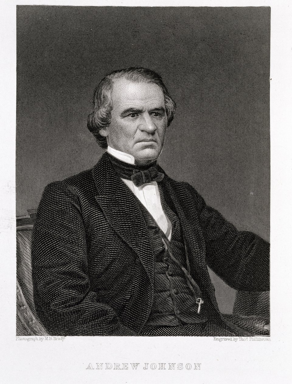 Andrew Johnson, wygrawerowany na podstawie fotografii Thomasa Phillibrown autorstwa Mathew B. Brady