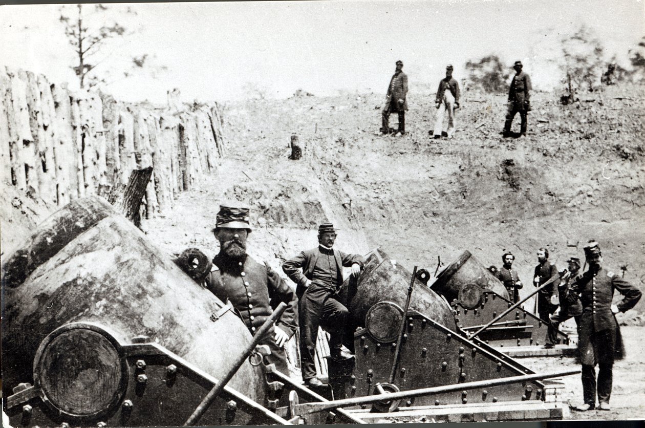 Bateria nr 4 w pobliżu Yorktown, 1862 r autorstwa Mathew B. Brady