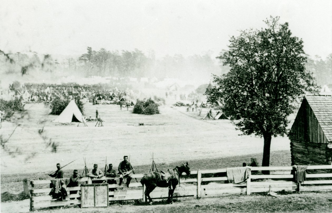 Camp Winfield Scott, niedaleko Yorktown, 3 maja 1862 autorstwa Mathew B. Brady