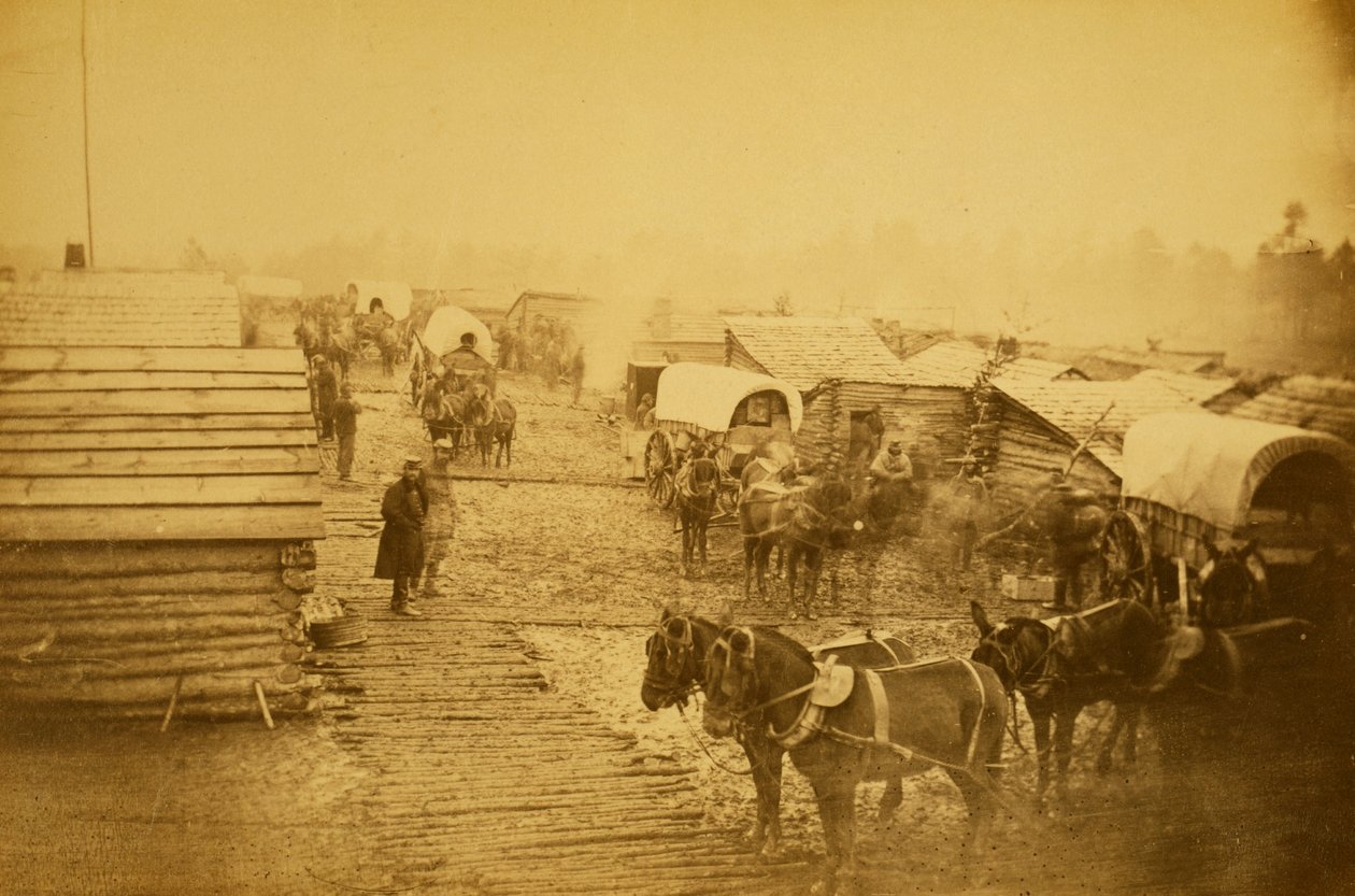 Obóz sił Unii w Centreville w Wirginii, zima 1861 i 1862 (zdjęcie w sepii) autorstwa Mathew B. Brady
