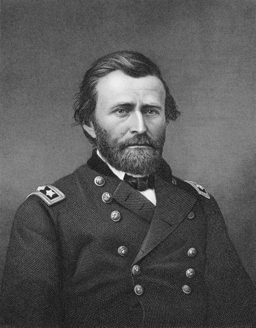 Generał Ulysses Simpson Grant, rycina wykonana na podstawie dagerotypu przez Roberta E. Whitechurcha (1814-c.83) autorstwa Mathew B. Brady