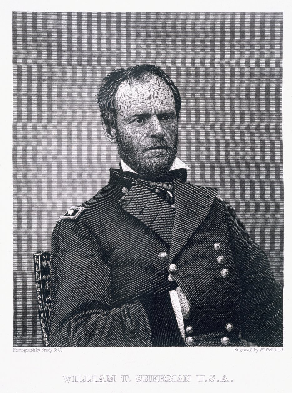Generał William Tecumseh Sherman, ryty według fotografii Williama Wellstooda (1819-1900) autorstwa Mathew B. Brady