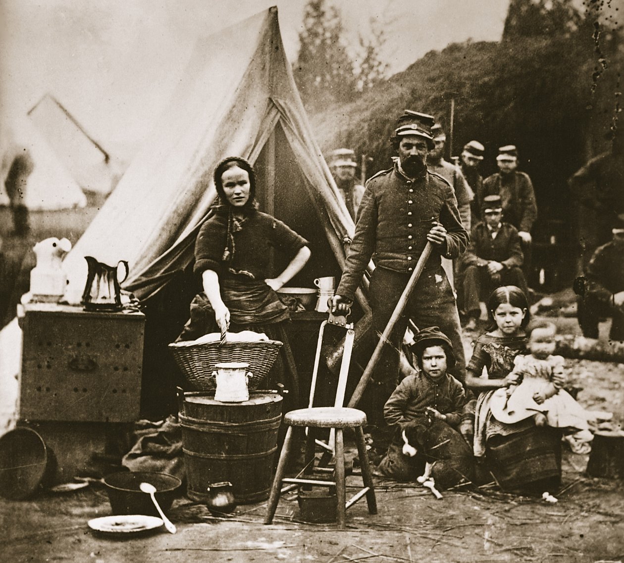 Obóz 31. Pensylwanii Piechoty w pobliżu Fortu Slocum, 1862 (fotograwiura) autorstwa Mathew B. Brady