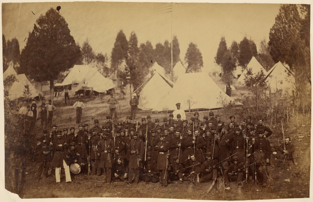 Trzeci Pułk Piechoty Connecticut, Camp Douglas, 1861 r./[Oddziały Unii i osoby towarzyszące obozowi] autorstwa Mathew B. Brady