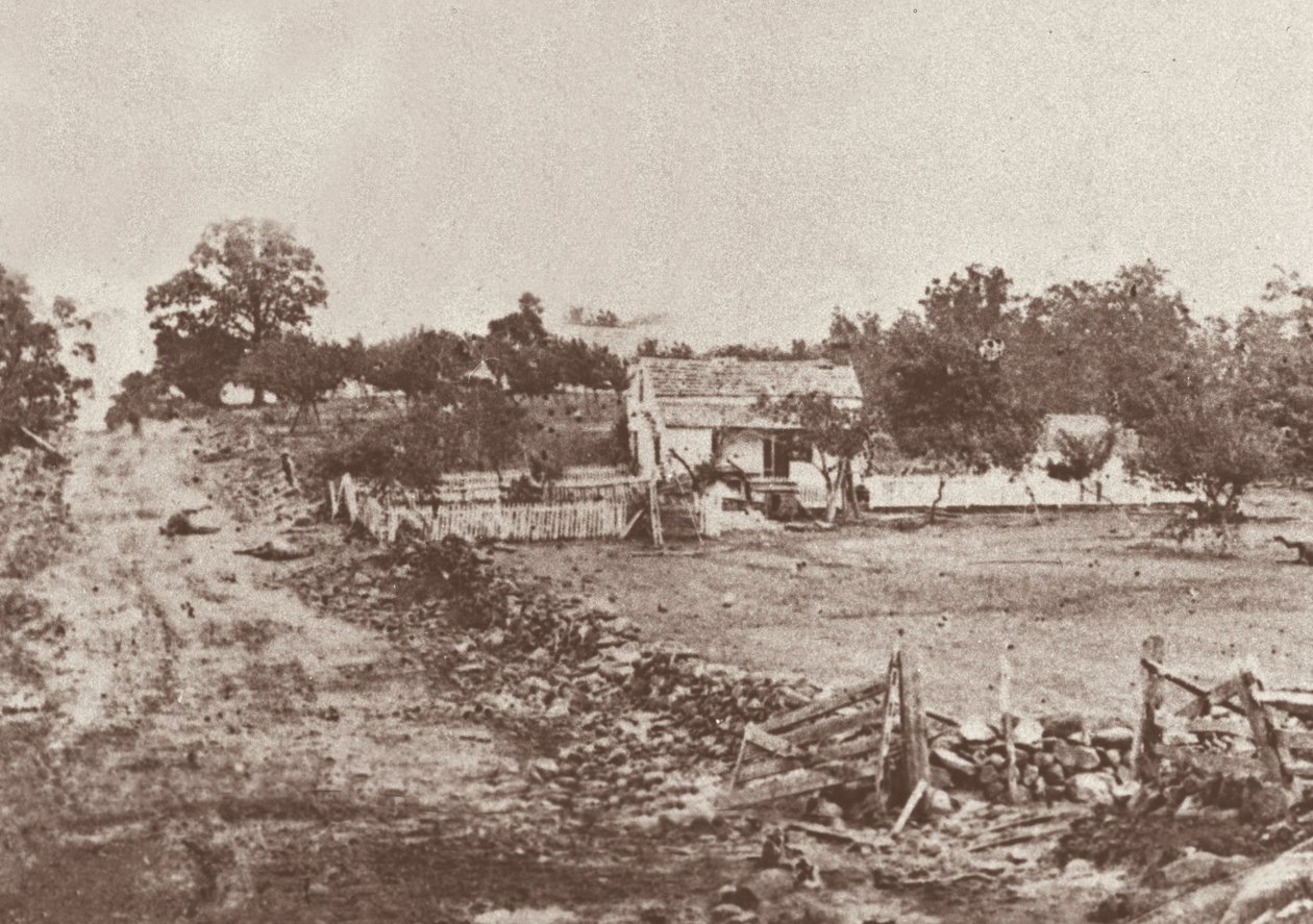 Kwatera główna generała Meade podczas bitwy pod Gettysburgiem autorstwa Mathew Brady