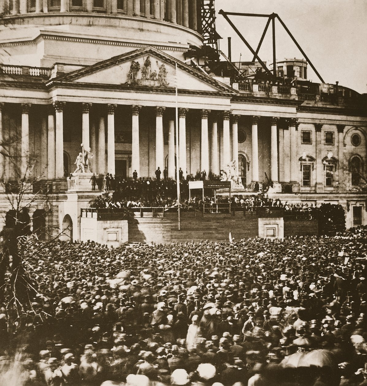 Inauguracja prezydenta Lincolna, 4 marca 1861 r. (fotograwiura) autorstwa Mathew B. Brady