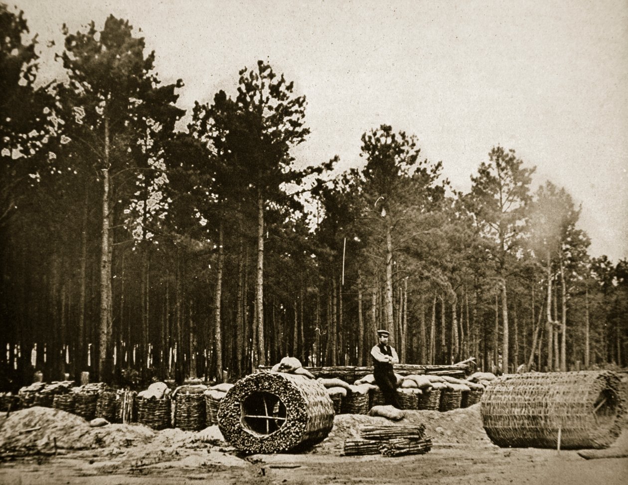 Tworzenie gabionów przed Petersburgiem, 1861-65 autorstwa Mathew B. Brady