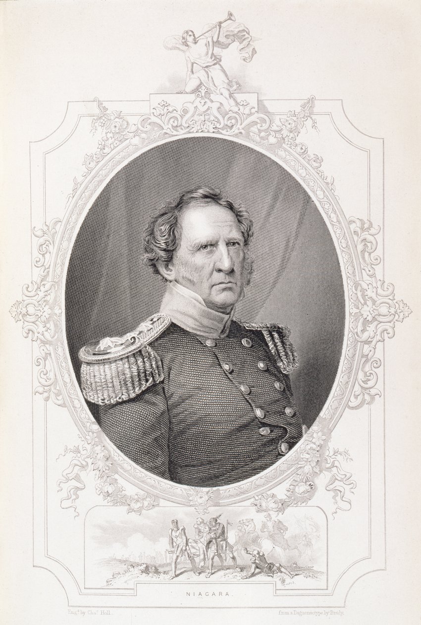 Winfield Scott (1786-1866) z „Historii Stanów Zjednoczonych”, tom. II, autorstwa Charlesa Mackay, grawerowane przez Charlesa Holla z dagerotypu autorstwa Mathew B. Brady