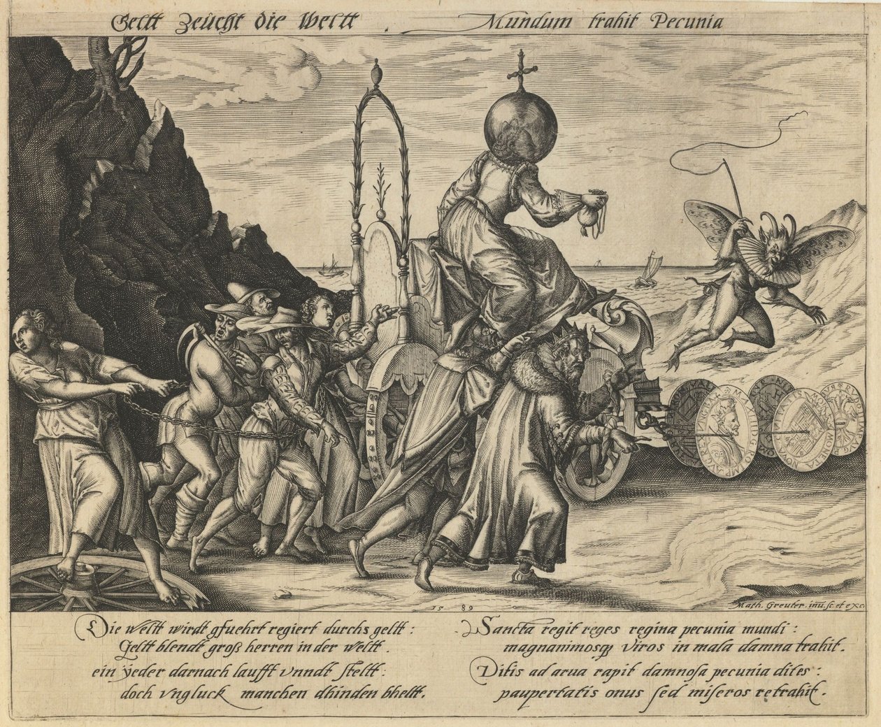 Pieniądze rządzą światem, 1589 autorstwa Mathias Greuter