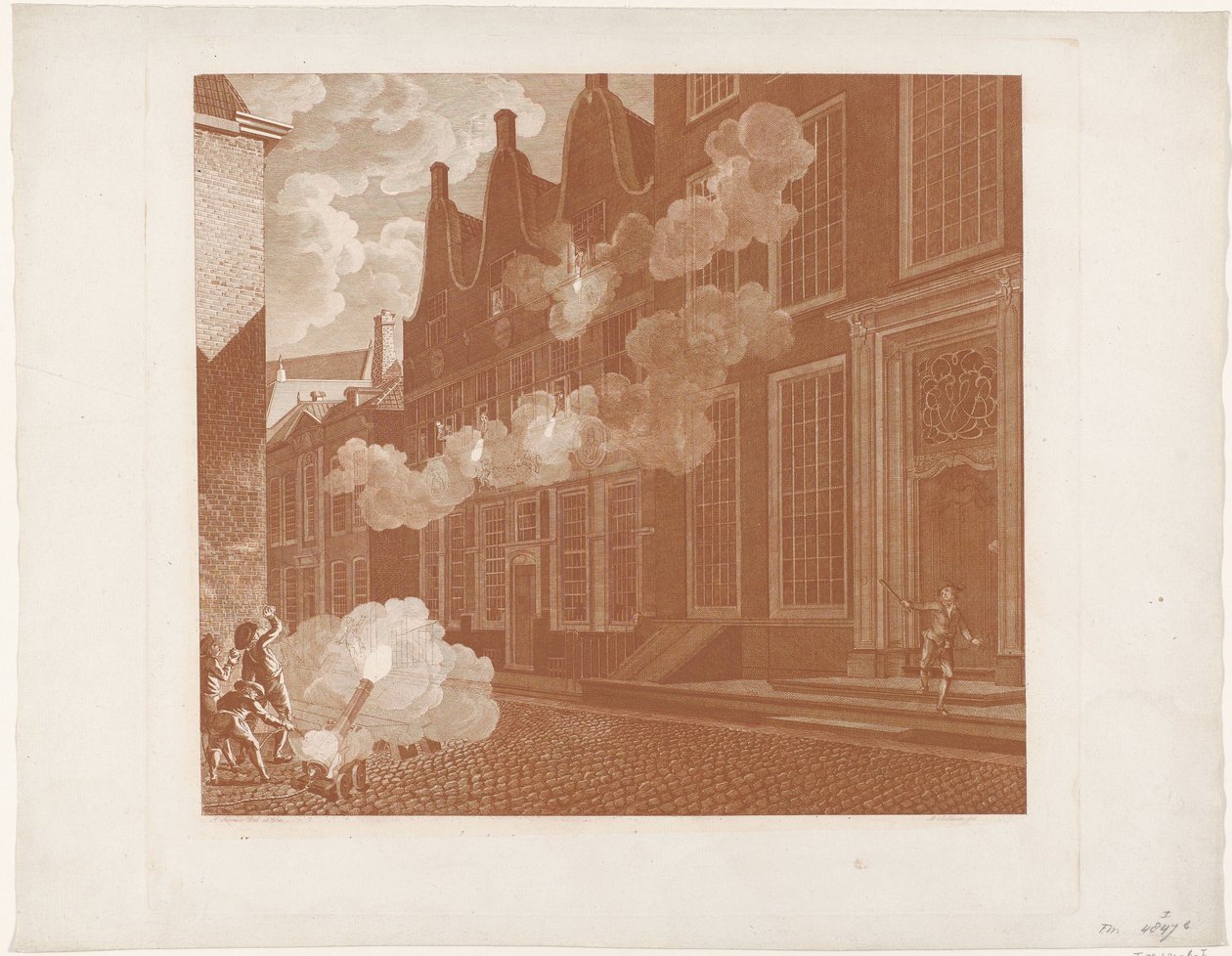 Ostrzał domu Lucasa van Stevenincka, 1787 autorstwa Mathias de Sallieth