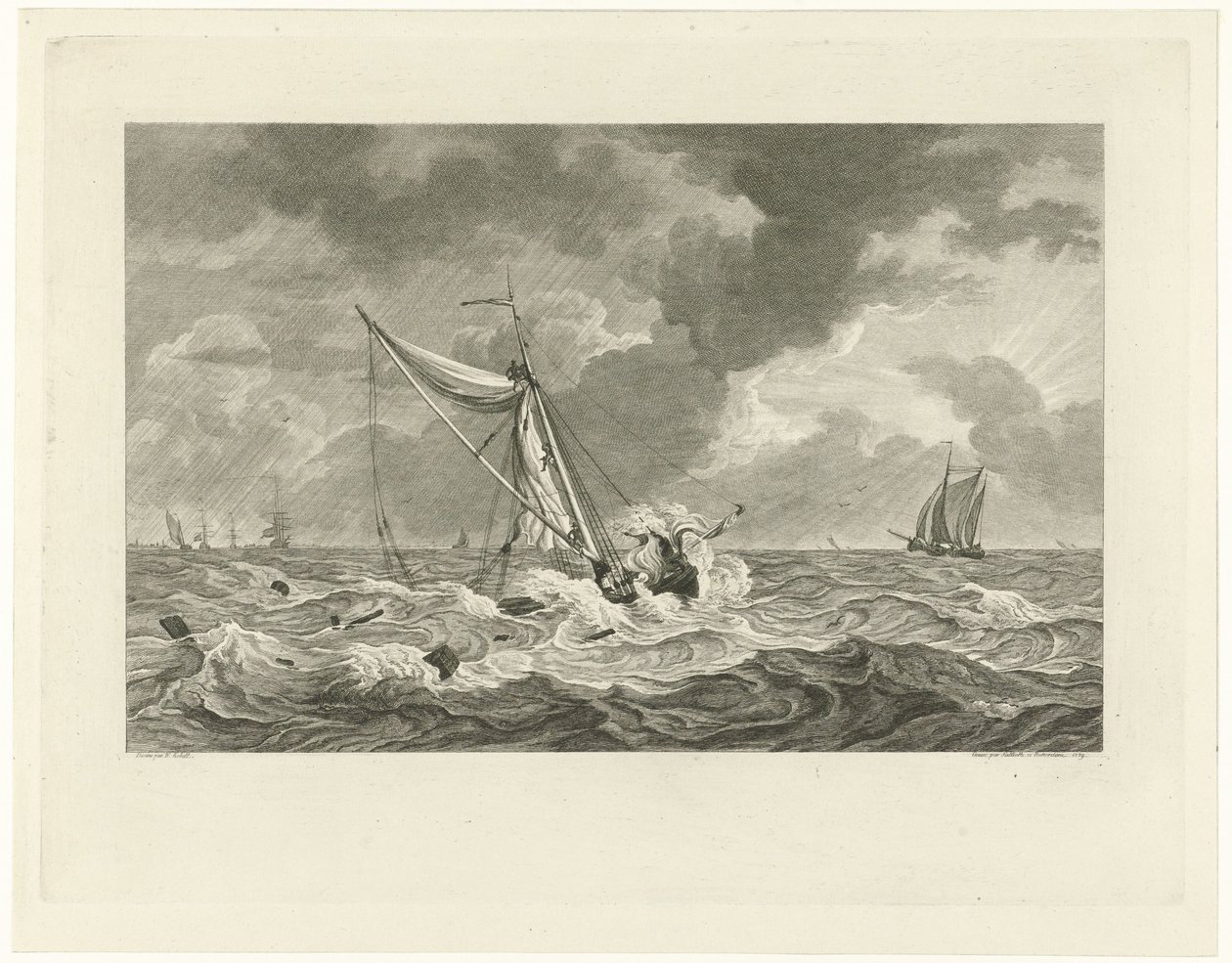 Plaże nabrzeża kapitana Klaasa Ringelsa w pobliżu Texel, 1778 autorstwa Mathias de Sallieth