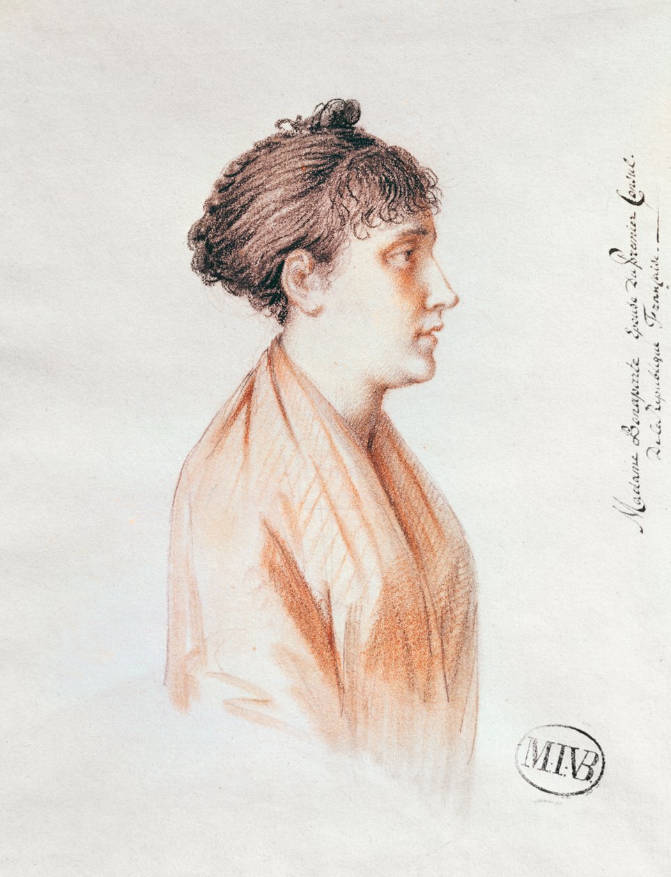 Madame Bonaparte (1763-1814), studium „Wjazd Bonapartego, Pierwszego Konsula, do Antwerpii w dniu 18 lipca 1803” (Wersal) 1803-07 (czerwona kreda na papierze) autorstwa Mathieu Ignace van Bree