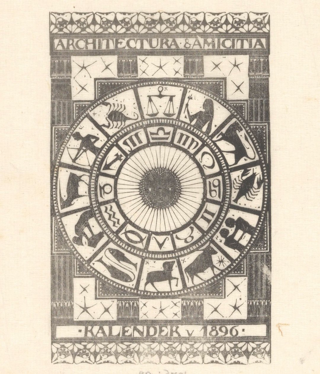 Kalendarz okładkowy 1896 autorstwa Mathieu Lauweriks