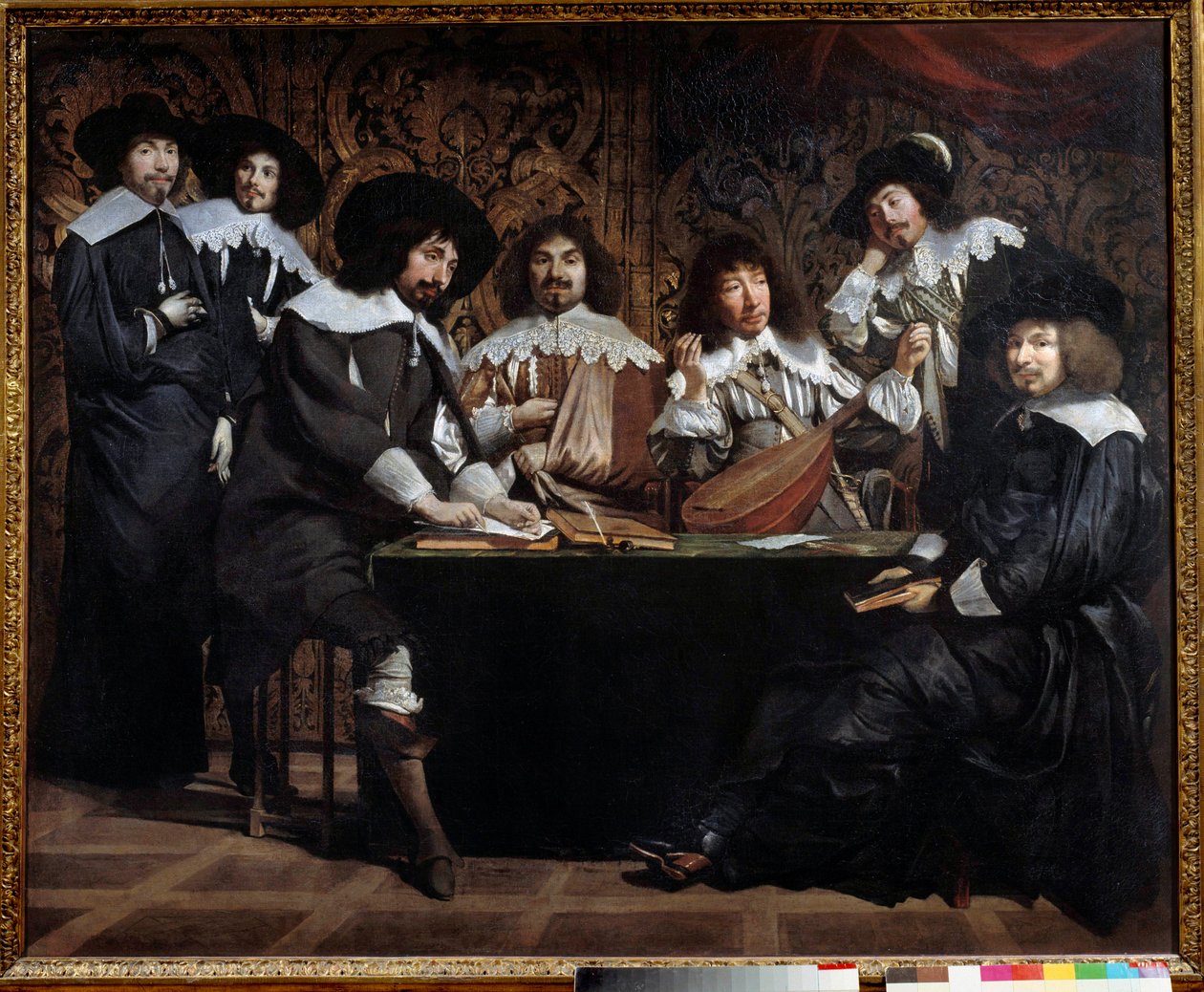 Spotkania amatorskie czy akademicki Zjazd artystów i intelektualistów. Obraz Mathieu Le Nain (Lenain) (1607-1677) XVII w. Słońce. 1,16x1,46 m paryskie musee du Louvre autorstwa Mathieu Le Nain