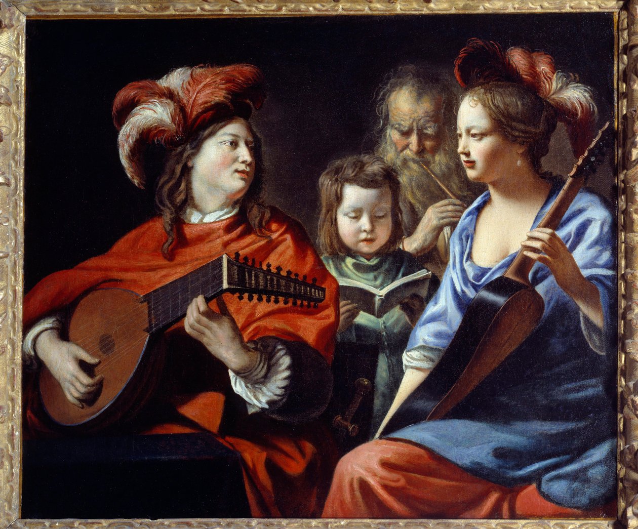 Koncert Zespół muzyków muzyki barokowej. Obraz Mathieu Le Nain (Lenain) (1607-1677) XVII-wieczny Laon, Musee des Beaux Arts autorstwa Mathieu Le Nain