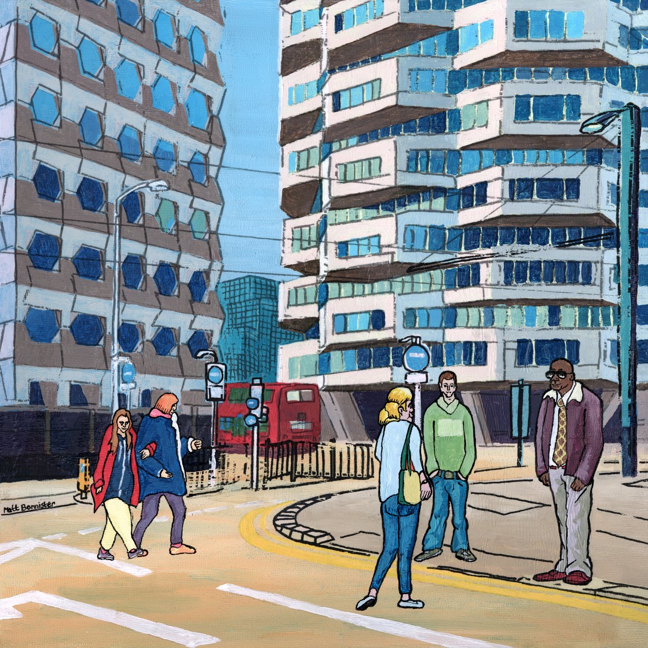 East Croydon, 2016 (mieszane media na panelu) autorstwa Matt Bannister
