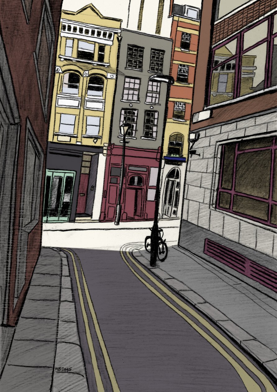 Fox and Knot Street EC1, 2015 (ołówek, cyfrowy) autorstwa Matt Bannister