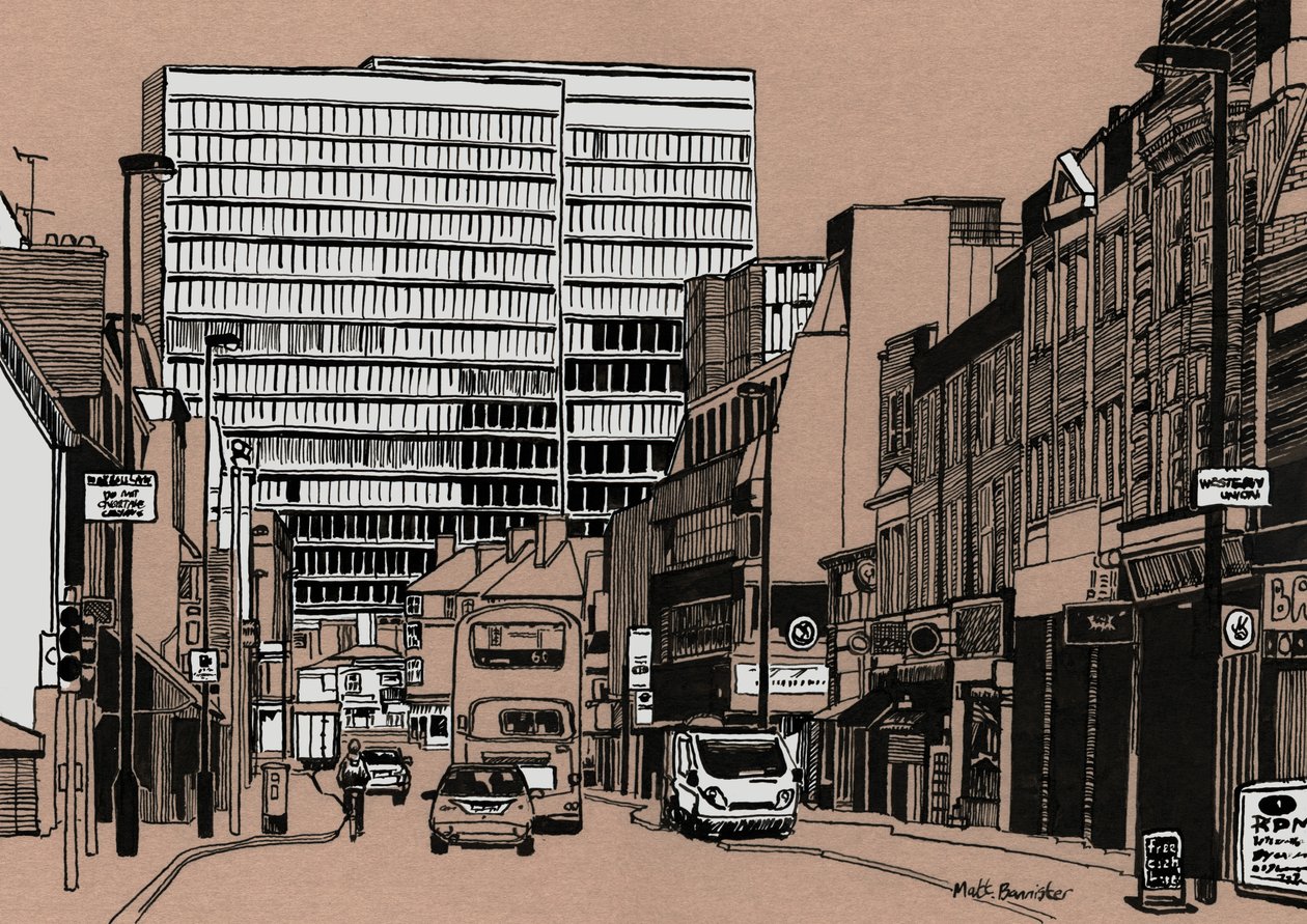 South End - Croydon, 2016 (tusz akrylowy na płycie) autorstwa Matt Bannister