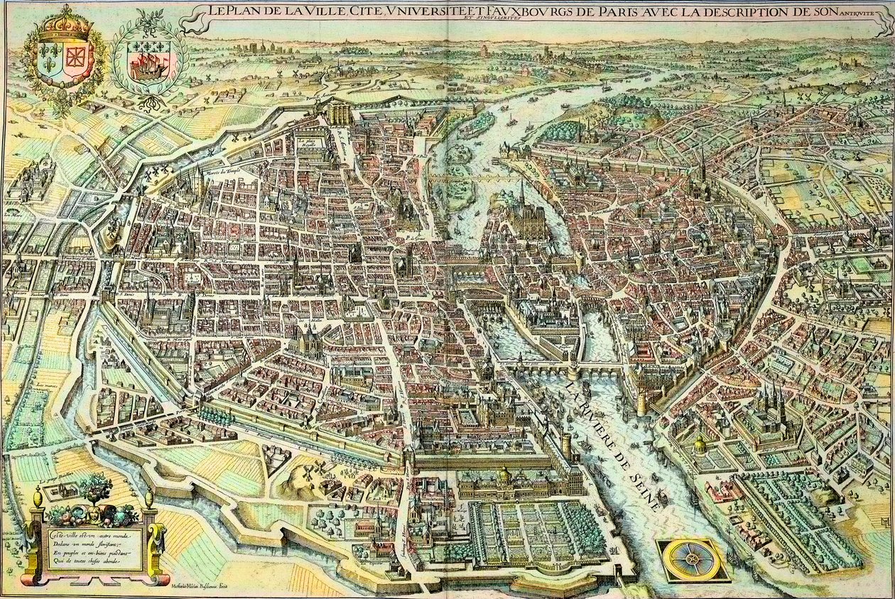 Plan Paryża w 1615 r. Grawerowanie autorstwa Mathieu Merian autorstwa Mattaus the Younger Merian