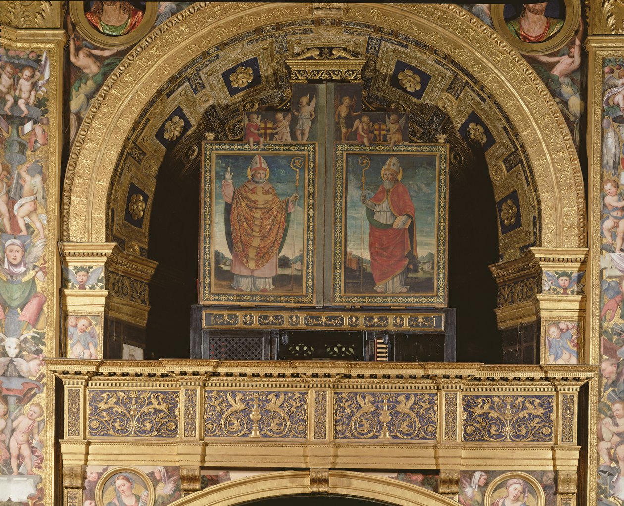 Św. Bassianus i św. Ambroży, Biskup Mediolanu, 1507 autorstwa Matteo Chiesa