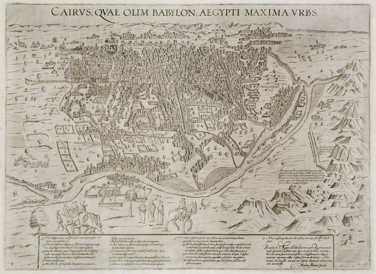 Plan miasta Kairu, ok. 1600 autorstwa Matteo Florimi