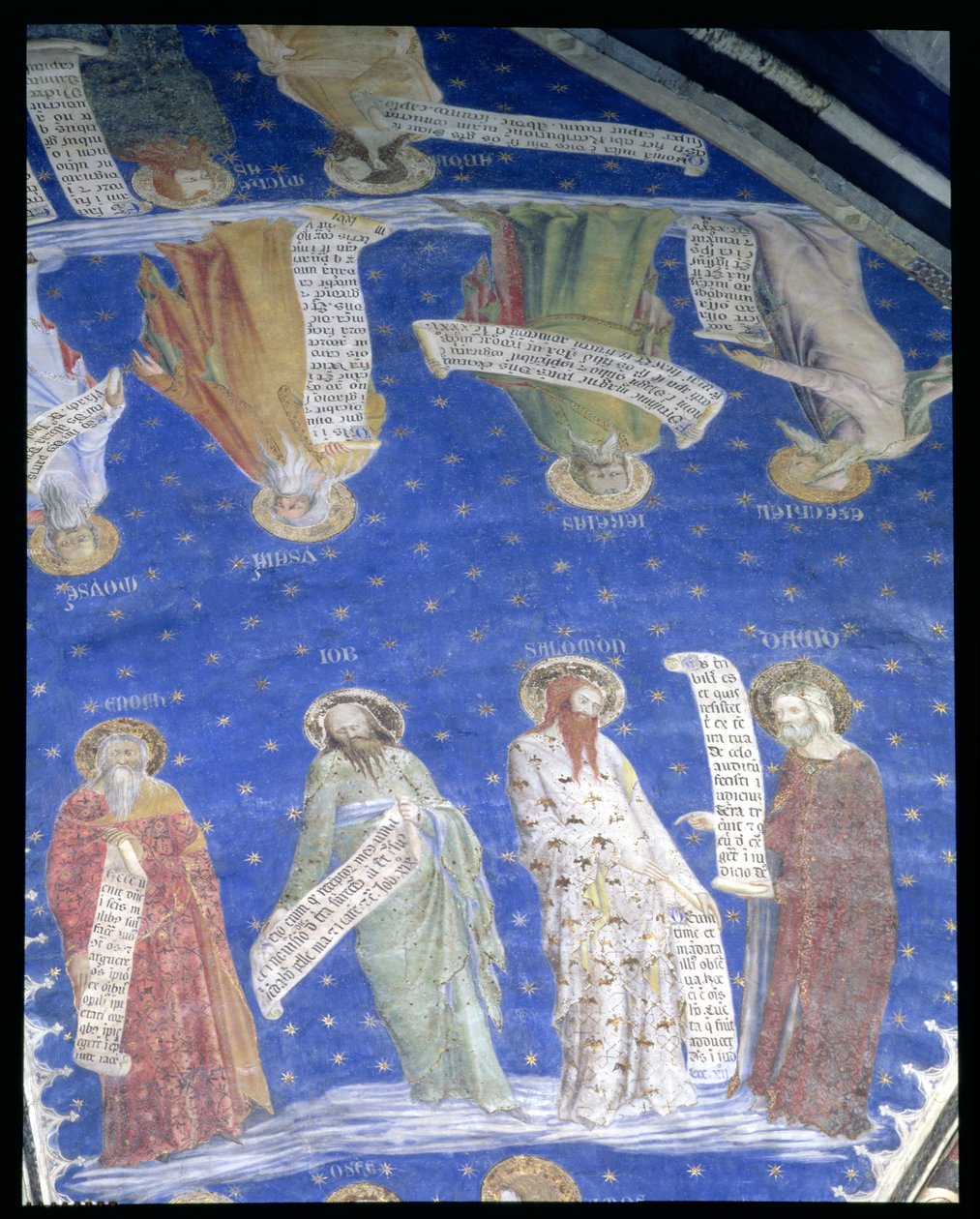 Prorocy Hiob, Izajasz, Jeremiasz, Salomon, Mojżesz, Ezechiel, Dawid i Enoch z La Salle de la Grande Audience (Sala audiencyjna) c.1353 autorstwa Matteo Giovanetti