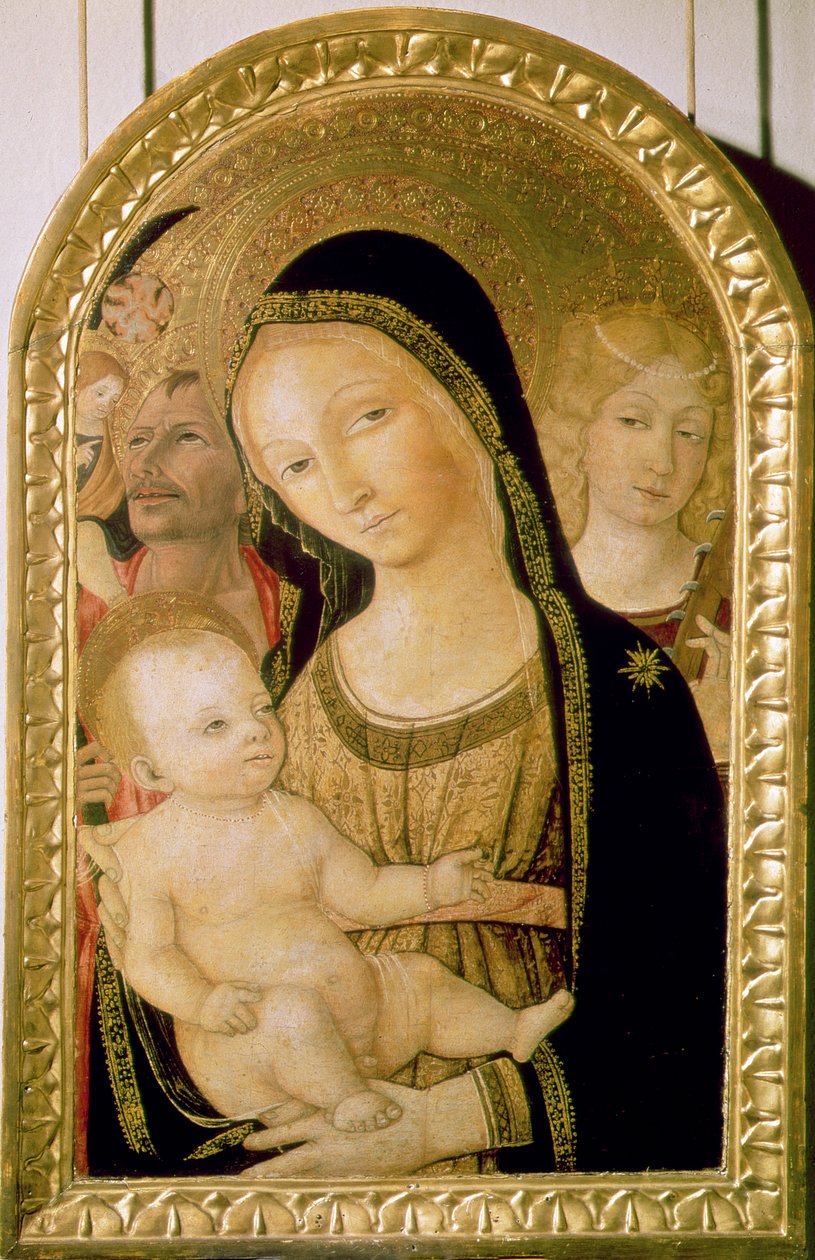 Madonna z Dzieciątkiem z SS. Katarzyną i Krzysztofem, 1470 (płyta) autorstwa Matteo di Giovanni di Bartolo