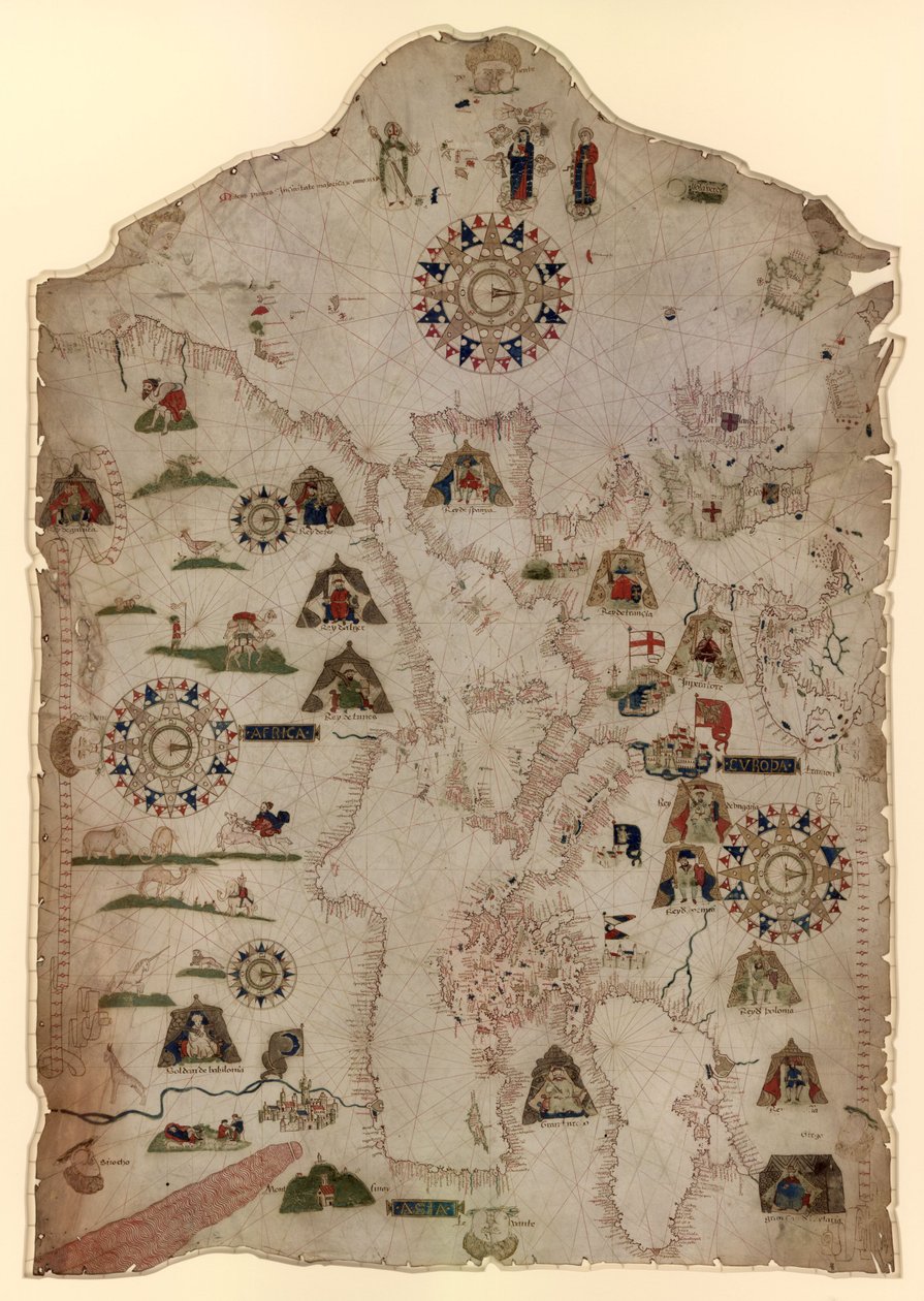 Wykres Morza Śródziemnego, Morza Czarnego i wybrzeży Europy Zachodniej i Afryki północno-zachodniej, c.1559 autorstwa Matteo Prunes
