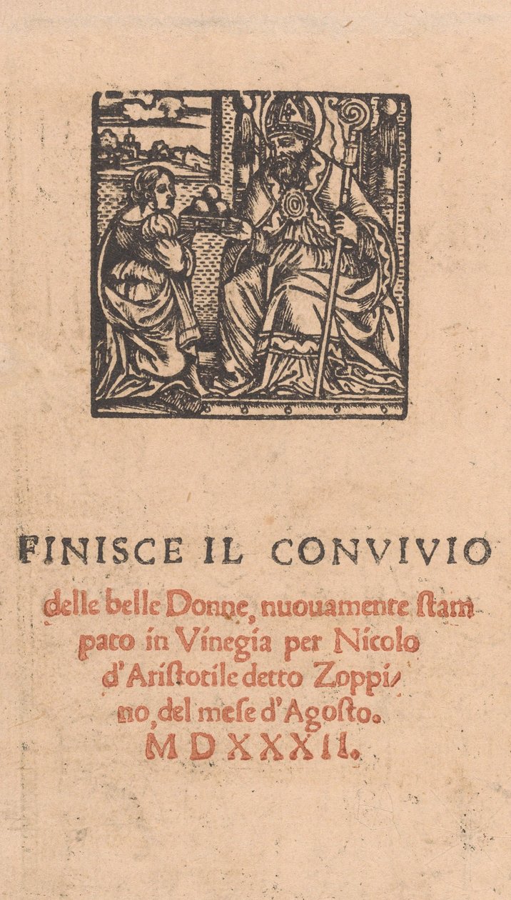 Convivio delle Belle Donne, strona 22 verso, sierpień 1532., sierpień 1532. autorstwa Matteo da Treviso