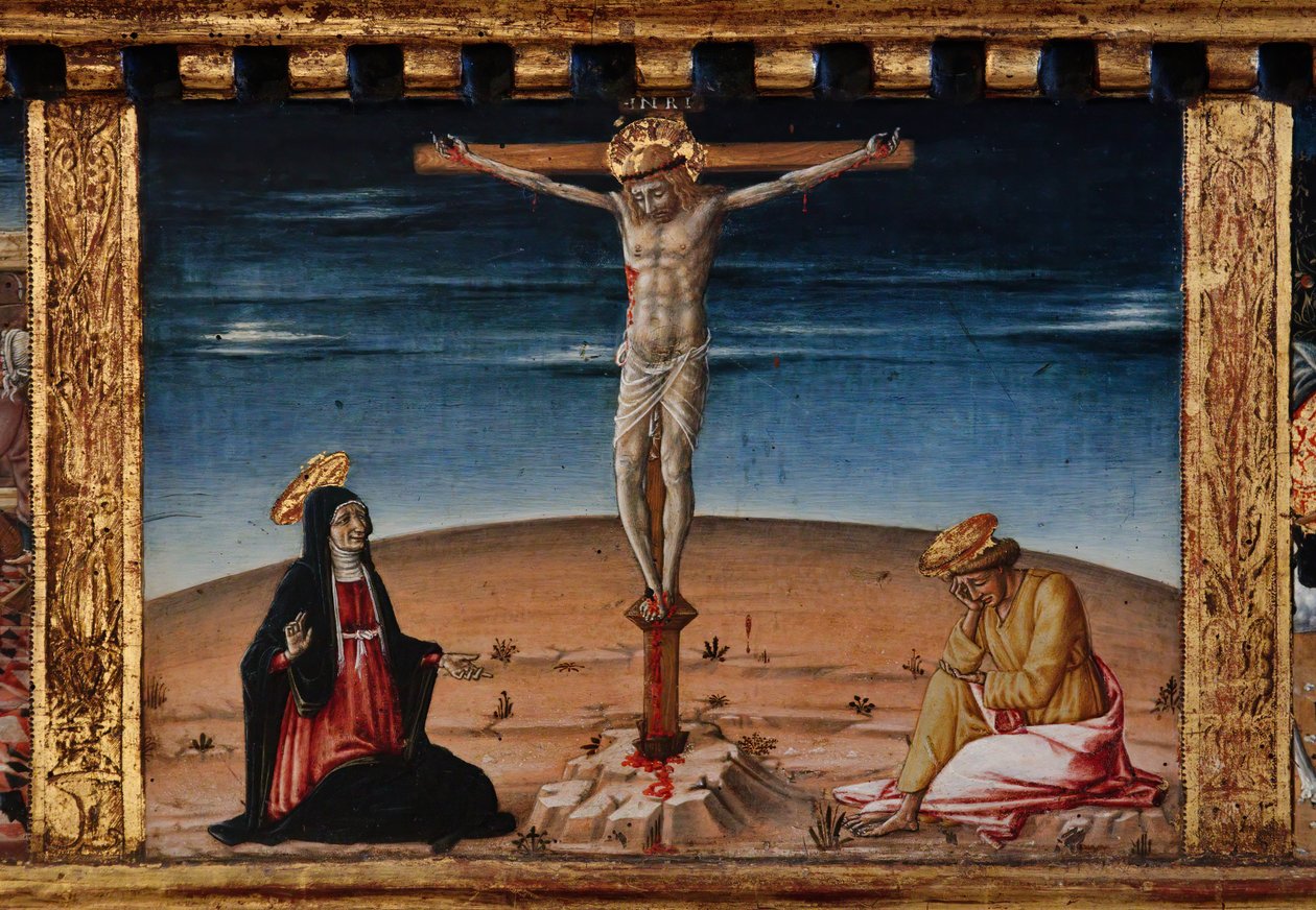 Madonna z Dzieciątkiem i świętymi Jakubem, Augustynem, Bernardynem i Małgorzatą, pierwsze dekady XIV wieku (tempera na panelu) autorstwa Matteo di (c.1430 95) Giovanni