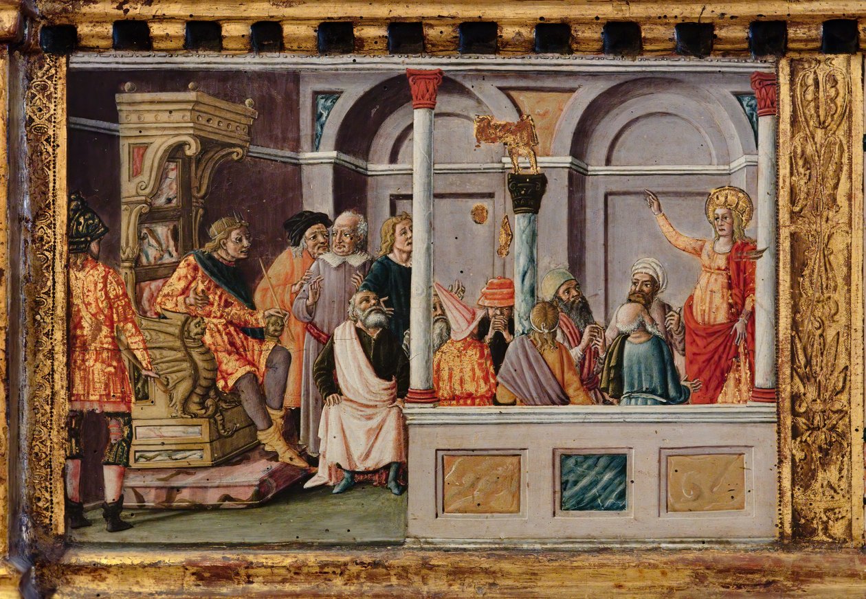 Madonna z Dzieciątkiem i świętymi Jakubem, Augustynem, Bernardynem i Małgorzatą, pierwsze dekady XIV wieku (tempera na panelu) autorstwa Matteo di (c.1430 95) Giovanni