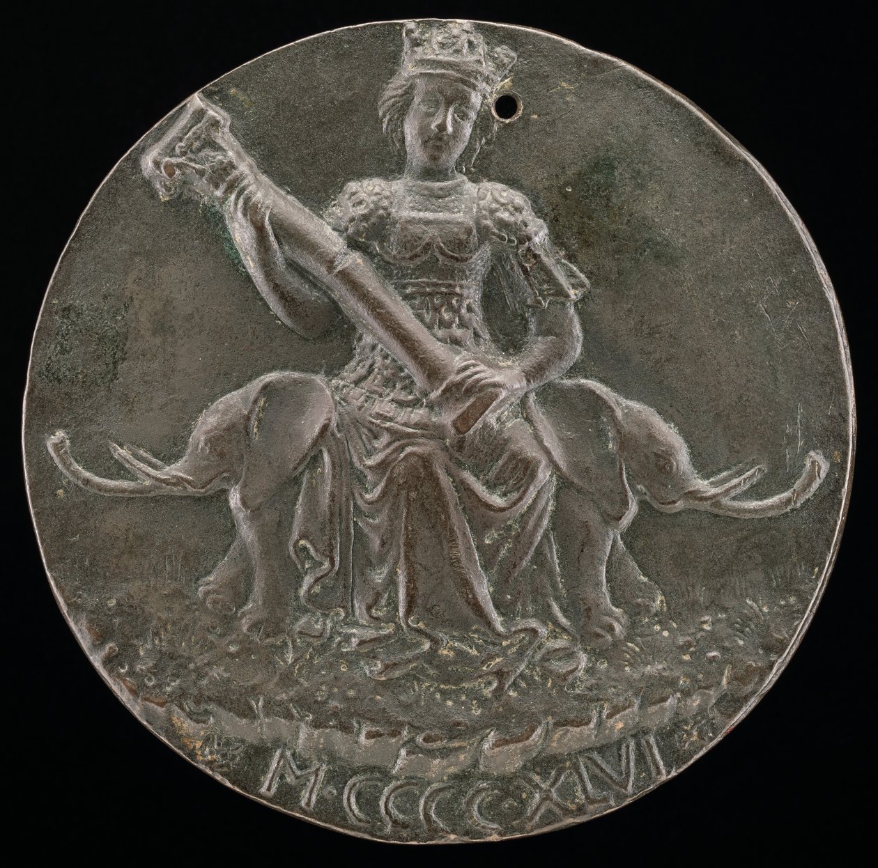 Męstwo trzymające złamaną kolumnę [rewers], 1446. autorstwa Matteo di Andrea de Pasti